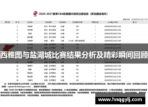 西雅图与盐湖城比赛结果分析及精彩瞬间回顾
